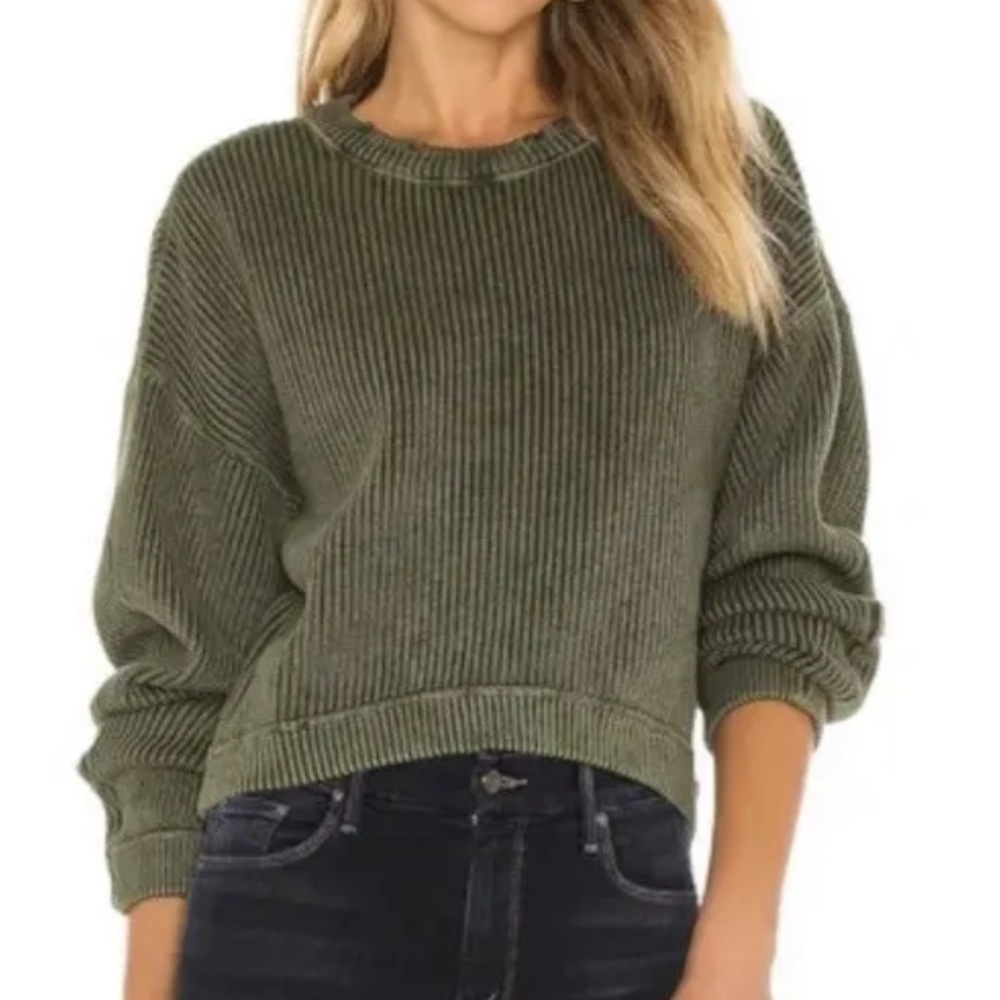 Women’s Pistola Frances Distressed Knit Sweater In Blackened Olive Size M EUC